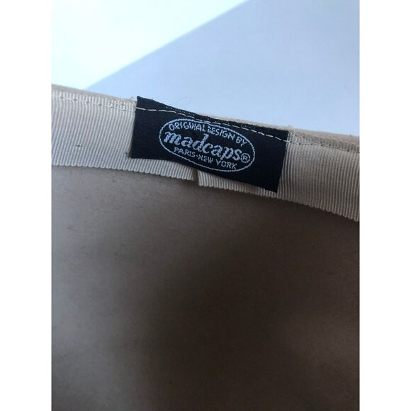 Vtg 1960's Original Design By Madcaps Paris New York Beige Bucket Hat Size S/M - Picture 4 of 8
